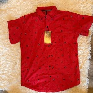 Stylish Red Men's Casual Button Down Shirt
